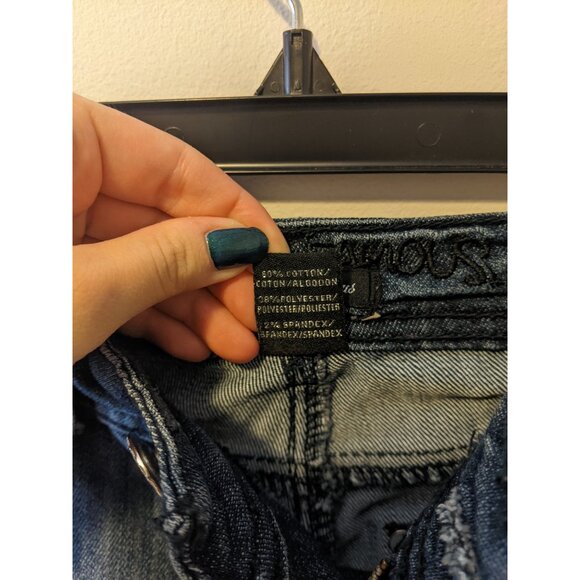 Vintage Y2K Almost Famous Distressed Skinny Jeans Low Rise Lace Detail Denim 1 - Picture 9 of 9